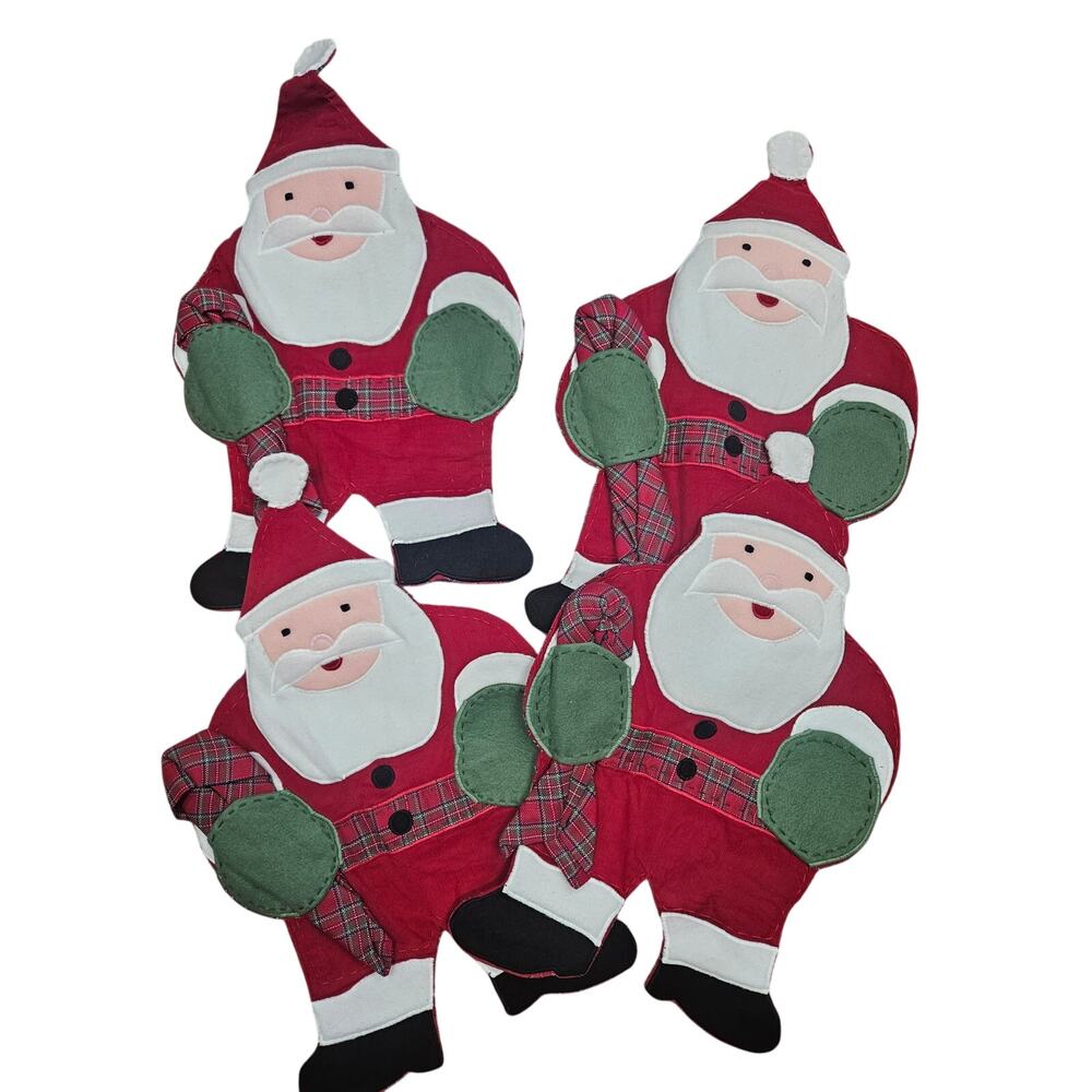 Pottery barn kids pbk santa placemat quilted applique set of 4 new Christmas
